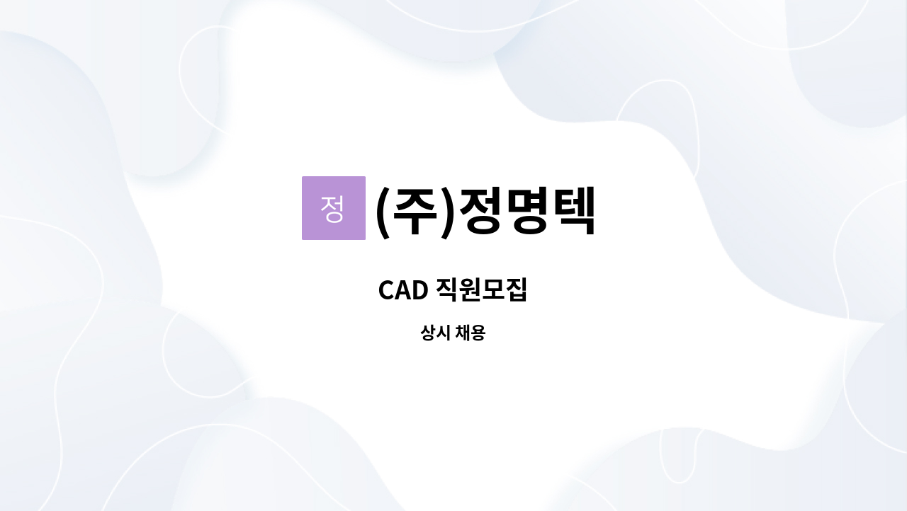 (주)정명텍 - CAD 직원모집 : 채용 메인 사진 (더팀스 제공)