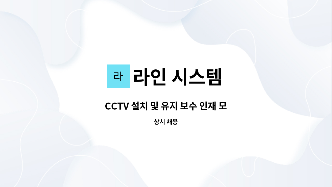 라인 시스템 - CCTV 설치 및 유지 보수 인재 모집 합니다 : 채용 메인 사진 (더팀스 제공)