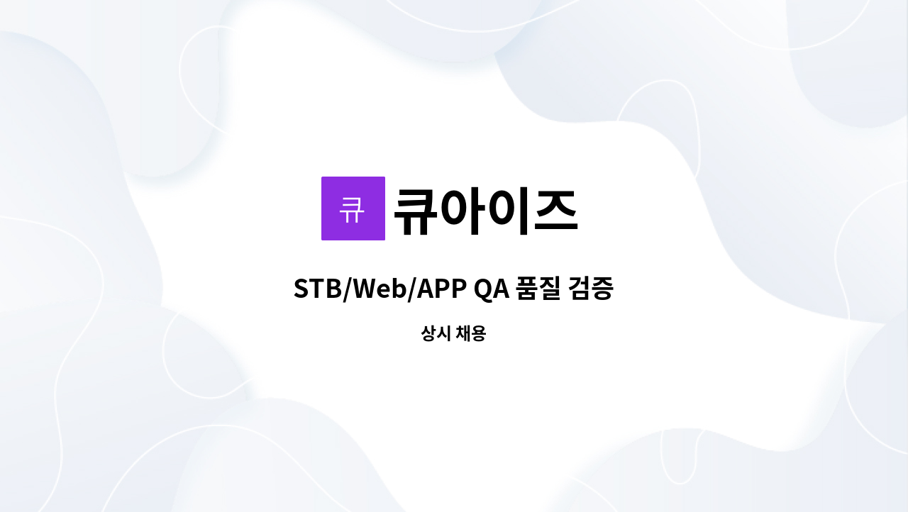 큐아이즈 - STB/Web/APP QA 품질 검증(SW) : 채용 메인 사진 (더팀스 제공)