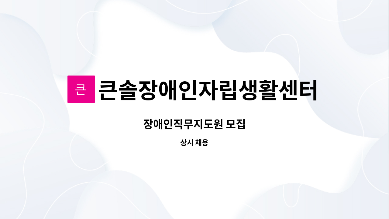 큰솔장애인자립생활센터 - 장애인직무지도원 모집 : 채용 메인 사진 (더팀스 제공)