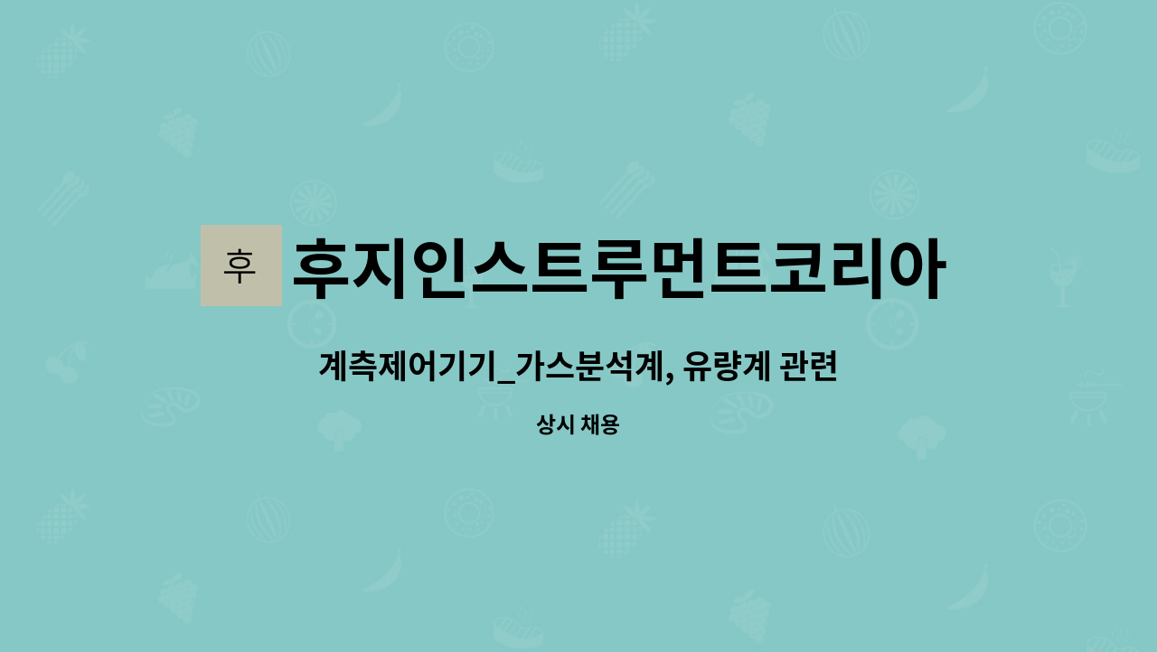 후지인스트루먼트코리아주식회사 - 계측제어기기_가스분석계, 유량계 관련 신입사원을 모집합니다. : 채용 메인 사진 (더팀스 제공)